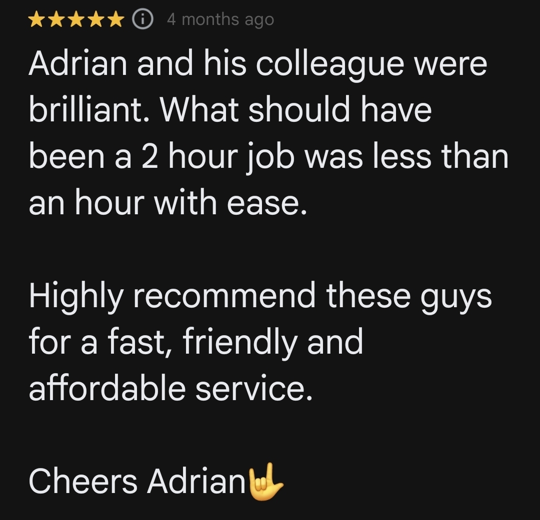 5 star review - Professional and reasonably priced